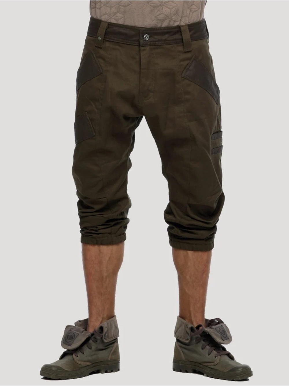 Men's Olive Utility Cargo Pants with Contrast Panels